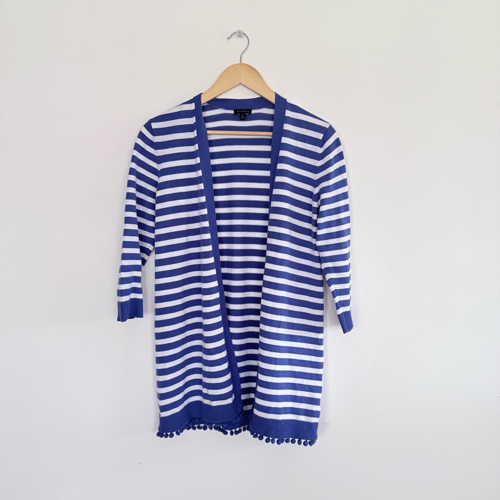 Talbots Natalie‎ Stripe Cardigan Blue White Nautical Travel Casual Lightweight S - Picture 3 of 10